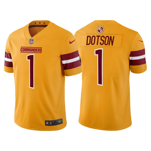 Men & Women & Youth Washington Commanders 1 Jahan Dotson Gold Vapor Untouchable Stitched Football Jersey,We sell and wholesale Men & Women & Youth Washington Commanders 1 Jahan Dotson Gold Vapor Untouchable Stitched Football Jersey on line form chian!