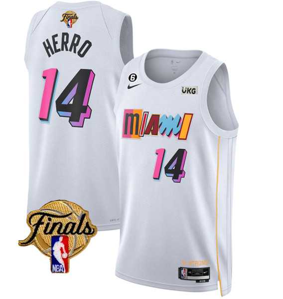 Men's Miami Heat #14 Tyler Herro White 2023 Finals City Edition With NO.6 Patch Stitched Basketball Jersey Dzhi,We sell and wholesale Men's Miami Heat #14 Tyler Herro White 2023 Finals City Edition With NO.6 Patch Stitched Basketball Jersey Dzhi on line form chian!
