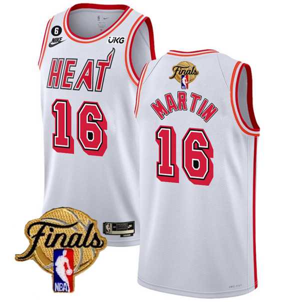 Men's Miami Heat #16 Caleb Martin White 2023 Finals Classic Edition With NO.6 Patch Stitched Basketball Jersey Dzhi,We sell and wholesale Men's Miami Heat #16 Caleb Martin White 2023 Finals Classic Edition With NO.6 Patch Stitched Basketball Jersey Dzhi on line form chian!