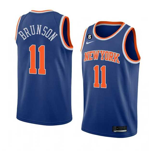 Men's New Yok Knicks #11 Jalen Brunson Blue With NO.6 Patch Stitched Basketball Jersey Dzhi,We sell and wholesale Men's New Yok Knicks #11 Jalen Brunson Blue With NO.6 Patch Stitched Basketball Jersey Dzhi on line form chian!