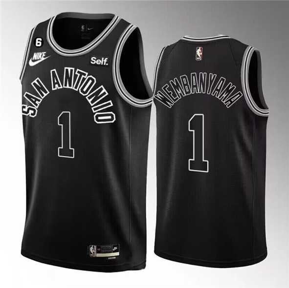 Men's San Antonio Spurs #1 Victor Wembanyama Black 2022-23 Classic Edition With NO.6 Patch Stitched Basketball Jersey Dzhi,We sell and wholesale Men's San Antonio Spurs #1 Victor Wembanyama Black 2022-23 Classic Edition With NO.6 Patch Stitched Basketball Jersey Dzhi on line form chian!