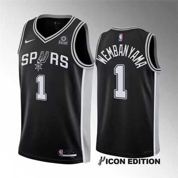 Men's San Antonio Spurs #1 Victor Wembanyama Black 2022-23 Icon Edition Stitched Basketball Jersey Dzhi,We sell and wholesale Men's San Antonio Spurs #1 Victor Wembanyama Black 2022-23 Icon Edition Stitched Basketball Jersey Dzhi on line form chian!