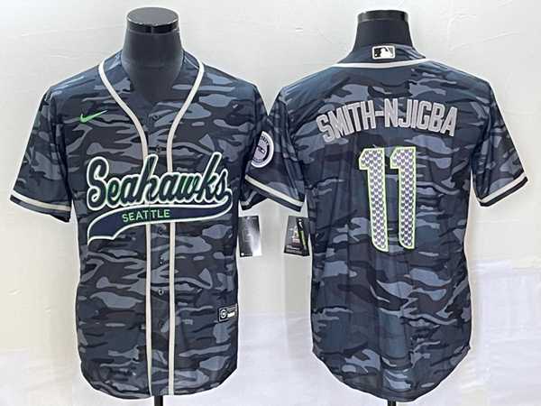 Men's Seattle Seahawks #11 Jaxon Smith-Njigba Grey With Patch Cool Base Stitched Baseball Jersey,We sell and wholesale Men's Seattle Seahawks #11 Jaxon Smith-Njigba Grey With Patch Cool Base Stitched Baseball Jersey on line form chian!