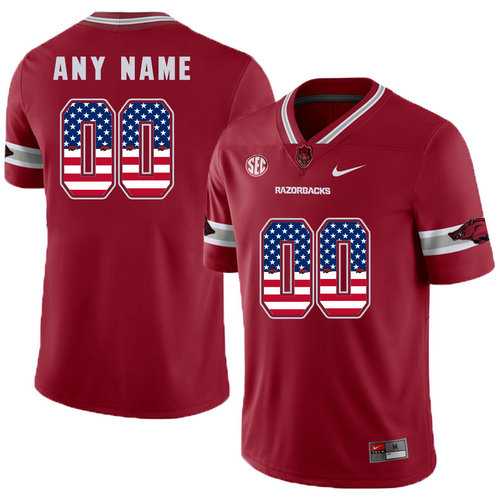 Men's Arkansas Razorbacks Red College Football USA Flags Customized Jersey,We sell and wholesale Men's Arkansas Razorbacks Red College Football USA Flags Customized Jersey on line form chian!