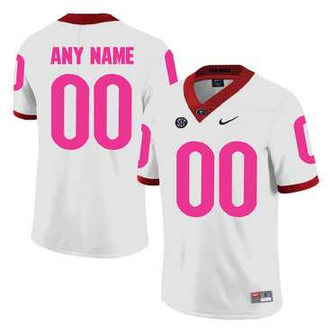 Men's Georgia Bulldogs White Customized Breast Cancer Awareness College Football Jersey,We sell and wholesale Men's Georgia Bulldogs White Customized Breast Cancer Awareness College Football Jersey on line form chian!