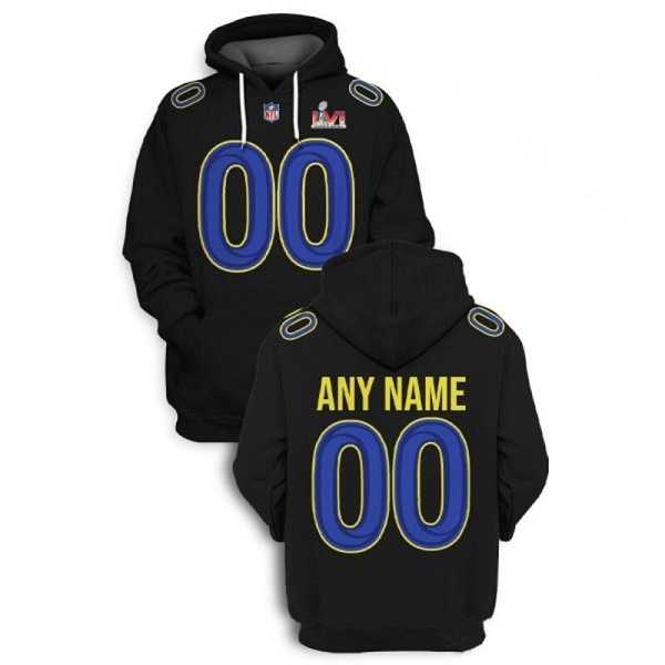Men's Los Angeles Rams Custom 2022 Black Super Bowl LVI Pullover Hoodie,We sell and wholesale Men's Los Angeles Rams Custom 2022 Black Super Bowl LVI Pullover Hoodie on line form chian!