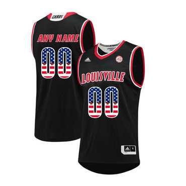 Men's Louisville Cardinals Customized Black USA Flag College Basketball Jersey,We sell and wholesale Men's Louisville Cardinals Customized Black USA Flag College Basketball Jersey on line form chian!
