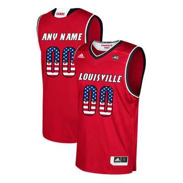 Men's Louisville Cardinals Customized Red USA Flag College Basketball Jersey,We sell and wholesale Men's Louisville Cardinals Customized Red USA Flag College Basketball Jersey on line form chian!