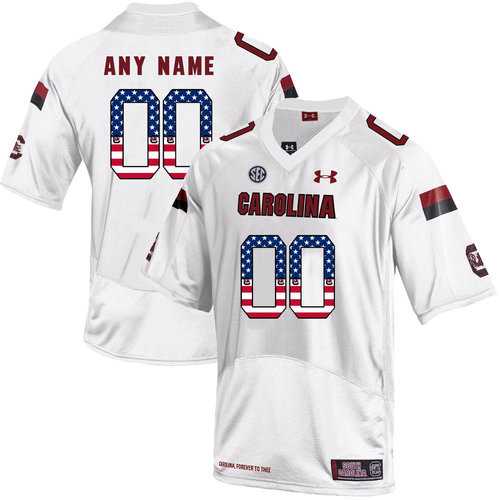 Men's South Carolina Gamecocks White Customized USA Flag College Football Jersey,We sell and wholesale Men's South Carolina Gamecocks White Customized USA Flag College Football Jersey on line form chian!