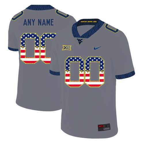 Men's West Virginia Mountaineers Customized Gray USA Flag College Football Jersey,We sell and wholesale Men's West Virginia Mountaineers Customized Gray USA Flag College Football Jersey on line form chian!