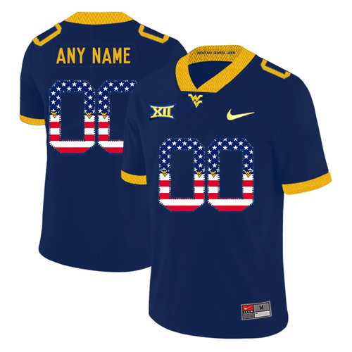 Men's West Virginia Mountaineers Customized Navy USA Flag College Football Jersey,We sell and wholesale Men's West Virginia Mountaineers Customized Navy USA Flag College Football Jersey on line form chian!