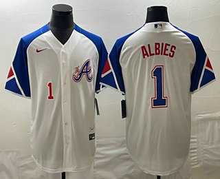 Men's Atlanta Braves #1 Ozzie Albies Number White 2023 City Connect Cool Base Stitched Jersey,We sell and wholesale Men's Atlanta Braves #1 Ozzie Albies Number White 2023 City Connect Cool Base Stitched Jersey on line form chian!