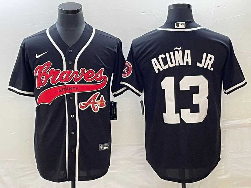 Men's Atlanta Braves #13 Ronald Acuna Jr Black Cool Base Stitched Jersey,We sell and wholesale Men's Atlanta Braves #13 Ronald Acuna Jr Black Cool Base Stitched Jersey on line form chian!