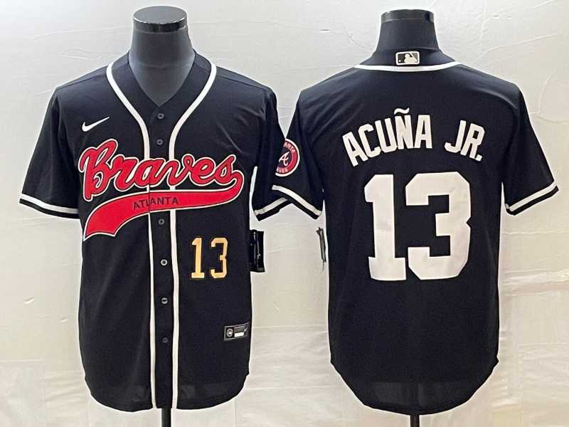 Men's Atlanta Braves #13 Ronald Acuna Jr Number Black Cool Base Stitched Baseball Jersey,We sell and wholesale Men's Atlanta Braves #13 Ronald Acuna Jr Number Black Cool Base Stitched Baseball Jersey on line form chian!