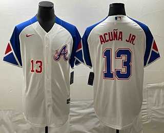 Men's Atlanta Braves #13 Ronald Acuna Jr Number White 2023 City Connect Cool Base Stitched Jerseys,We sell and wholesale Men's Atlanta Braves #13 Ronald Acuna Jr Number White 2023 City Connect Cool Base Stitched Jerseys on line form chian!