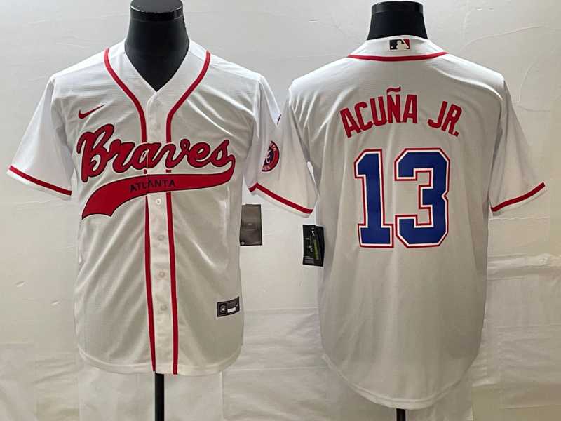 Men's Atlanta Braves #13 Ronald Acuna Jr White Cool Base With Patch Stitched Jersey,We sell and wholesale Men's Atlanta Braves #13 Ronald Acuna Jr White Cool Base With Patch Stitched Jersey on line form chian!