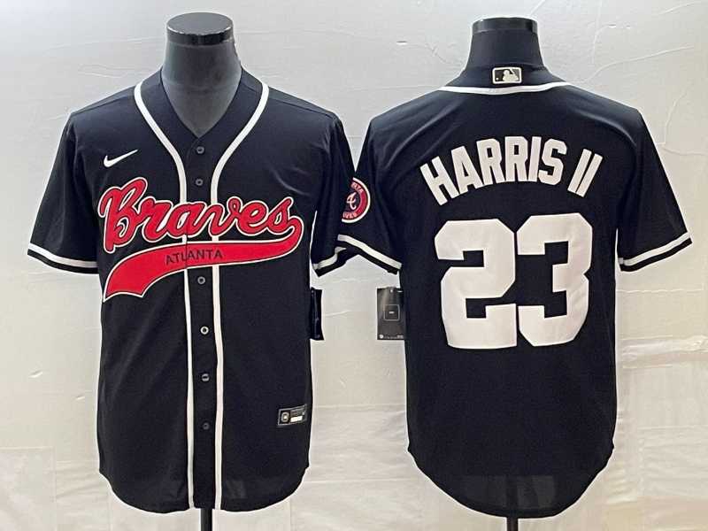 Men's Atlanta Braves #23 Michael Harris II Black Cool Base Stitched Jersey,We sell and wholesale Men's Atlanta Braves #23 Michael Harris II Black Cool Base Stitched Jersey on line form chian!