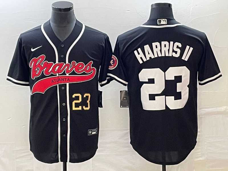 Men's Atlanta Braves #23 Michael Harris II Number Black Cool Base Stitched Baseball Jersey,We sell and wholesale Men's Atlanta Braves #23 Michael Harris II Number Black Cool Base Stitched Baseball Jersey on line form chian!