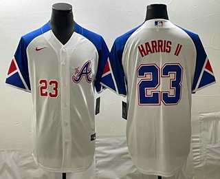 Men's Atlanta Braves #23 Michael Harris II Number White 2023 City Connect Cool Base Stitched Jerseys,We sell and wholesale Men's Atlanta Braves #23 Michael Harris II Number White 2023 City Connect Cool Base Stitched Jerseys on line form chian!