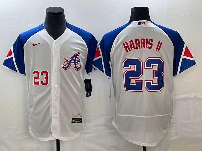 Men's Atlanta Braves #23 Michael Harris II Number White 2023 City Connect Flex Base Stitched Baseball Jersey,We sell and wholesale Men's Atlanta Braves #23 Michael Harris II Number White 2023 City Connect Flex Base Stitched Baseball Jersey on line form chian!