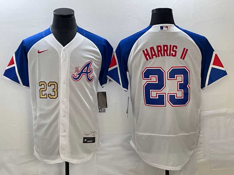 Men's Atlanta Braves #23 Michael Harris II Number White 2023 City Connect Flex Base Stitched Baseball Jerseys,We sell and wholesale Men's Atlanta Braves #23 Michael Harris II Number White 2023 City Connect Flex Base Stitched Baseball Jerseys on line form chian!