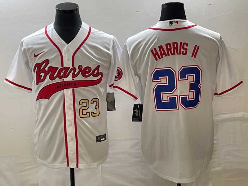 Men's Atlanta Braves #23 Michael Harris II Number White Cool Base With Patch Stitched Baseball Jersey,We sell and wholesale Men's Atlanta Braves #23 Michael Harris II Number White Cool Base With Patch Stitched Baseball Jersey on line form chian!