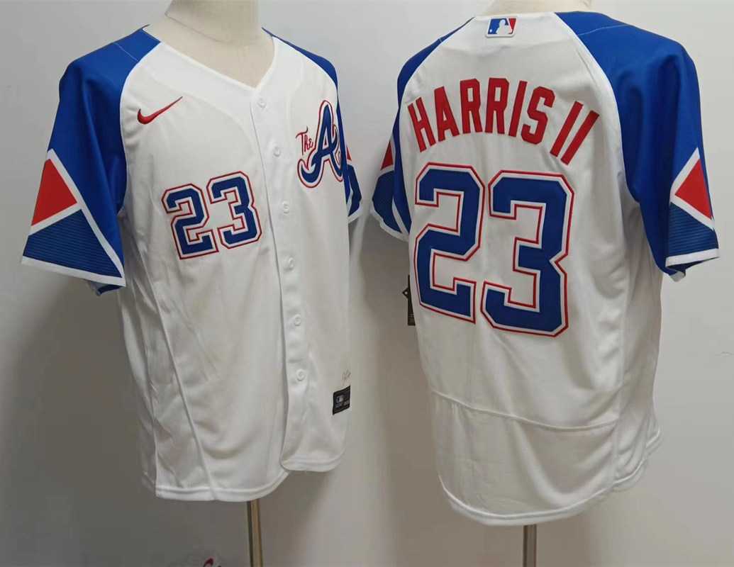 Men's Atlanta Braves #23 Michael Harris II White 2023 City Connect Flex Base Stitched Baseball Jersey,We sell and wholesale Men's Atlanta Braves #23 Michael Harris II White 2023 City Connect Flex Base Stitched Baseball Jersey on line form chian!