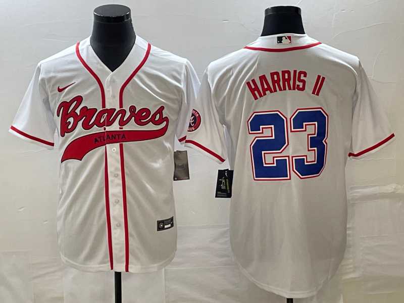 Men's Atlanta Braves #23 Michael Harris II White Cool Base With Patch Stitched Baseball Jersey,We sell and wholesale Men's Atlanta Braves #23 Michael Harris II White Cool Base With Patch Stitched Baseball Jersey on line form chian!