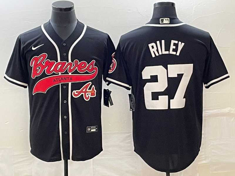 Men's Atlanta Braves #27 Austin Riley Black Cool Base Stitched Baseball Jersey,We sell and wholesale Men's Atlanta Braves #27 Austin Riley Black Cool Base Stitched Baseball Jersey on line form chian!