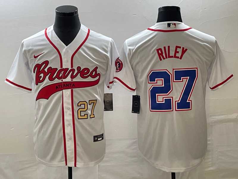 Men's Atlanta Braves #27 Austin Riley Number White Cool Base With Patch Stitched Baseball Jersey,We sell and wholesale Men's Atlanta Braves #27 Austin Riley Number White Cool Base With Patch Stitched Baseball Jersey on line form chian!