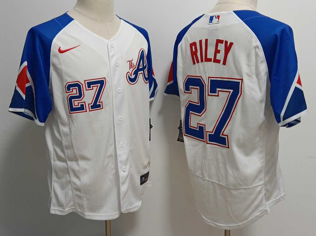 Men's Atlanta Braves #27 Austin Riley White 2023 City Connect Flex Base Stitched Baseball Jersey,We sell and wholesale Men's Atlanta Braves #27 Austin Riley White 2023 City Connect Flex Base Stitched Baseball Jersey on line form chian!