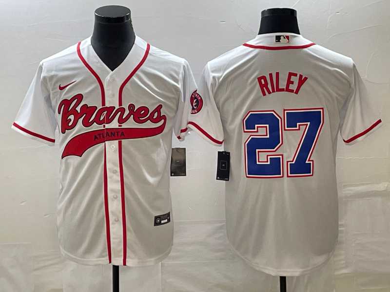 Men's Atlanta Braves #27 Austin Riley White Cool Base With Patch Stitched Baseball Jersey,We sell and wholesale Men's Atlanta Braves #27 Austin Riley White Cool Base With Patch Stitched Baseball Jersey on line form chian!