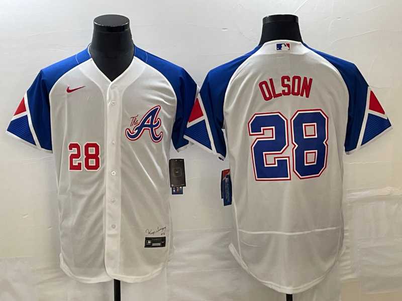 Men's Atlanta Braves #28 Matt Olson Number White 2023 City Connect Flex Base Stitched MLB Jersey,We sell and wholesale Men's Atlanta Braves #28 Matt Olson Number White 2023 City Connect Flex Base Stitched MLB Jersey on line form chian!