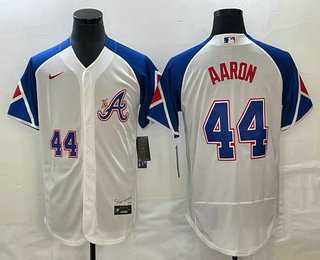 Men's Atlanta Braves #44 Hank Aaron Number White 2023 City Connect Flex Base Stitched MLB Jersey,We sell and wholesale Men's Atlanta Braves #44 Hank Aaron Number White 2023 City Connect Flex Base Stitched MLB Jersey on line form chian!