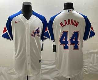 Men's Atlanta Braves #44 Hank Aaron White 2023 City Connect Cool Base Stitched Jersey,We sell and wholesale Men's Atlanta Braves #44 Hank Aaron White 2023 City Connect Cool Base Stitched Jersey on line form chian!