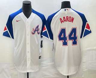 Men's Atlanta Braves #44 Hank Aaron White 2023 City Connect Cool Base Stitched Jerseys,We sell and wholesale Men's Atlanta Braves #44 Hank Aaron White 2023 City Connect Cool Base Stitched Jerseys on line form chian!