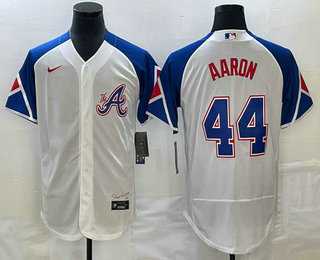 Men's Atlanta Braves #44 Hank Aaron White 2023 City Connect Flex Base Stitched Jersey,We sell and wholesale Men's Atlanta Braves #44 Hank Aaron White 2023 City Connect Flex Base Stitched Jersey on line form chian!