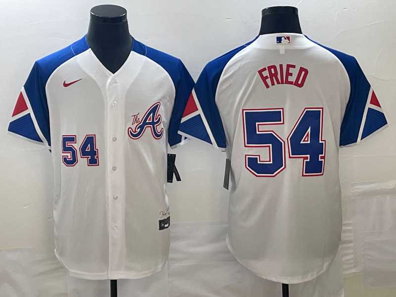 Men's Atlanta Braves #54 Max Fried Number White 2023 City Connect Cool Base Stitched Jerseys,We sell and wholesale Men's Atlanta Braves #54 Max Fried Number White 2023 City Connect Cool Base Stitched Jerseys on line form chian!