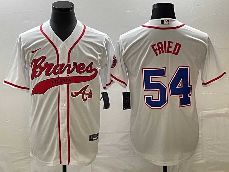 Men's Atlanta Braves #54 Max Fried White Cool Base With Patch Stitched Baseball Jersey,We sell and wholesale Men's Atlanta Braves #54 Max Fried White Cool Base With Patch Stitched Baseball Jersey on line form chian!