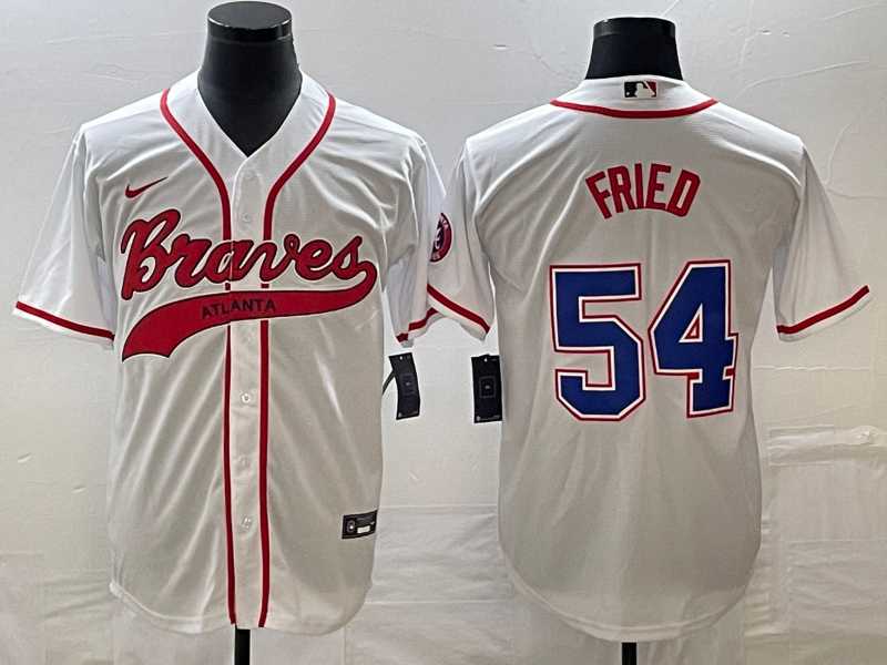 Men's Atlanta Braves #54 Max Fried White Cool Base With Patch Stitched Jersey,We sell and wholesale Men's Atlanta Braves #54 Max Fried White Cool Base With Patch Stitched Jersey on line form chian!