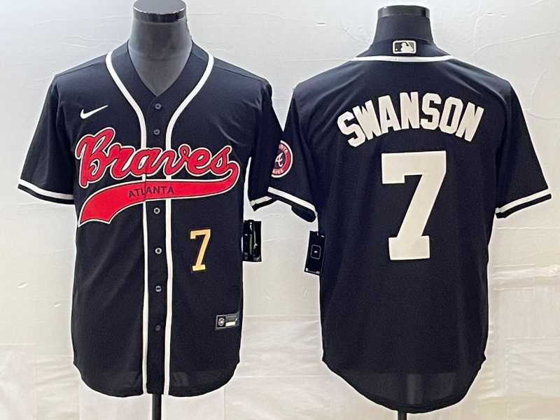 Men's Atlanta Braves #7 Dansby Swanson Number Black Cool Base Stitched Baseball Jersey,We sell and wholesale Men's Atlanta Braves #7 Dansby Swanson Number Black Cool Base Stitched Baseball Jersey on line form chian!