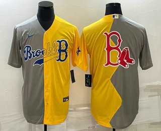 Men's Boston Red Sox Big Logo Grey Yellow Split Cool Base Stitched Jersey,We sell and wholesale Men's Boston Red Sox Big Logo Grey Yellow Split Cool Base Stitched Jersey on line form chian!