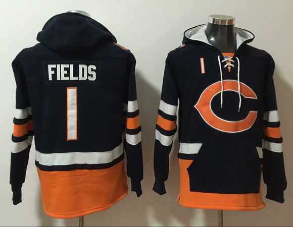 Men's Chicago Bears #1 Justin Fields Black Ageless Must-Have Lace-Up Pullover Hoodie,We sell and wholesale Men's Chicago Bears #1 Justin Fields Black Ageless Must-Have Lace-Up Pullover Hoodie on line form chian!