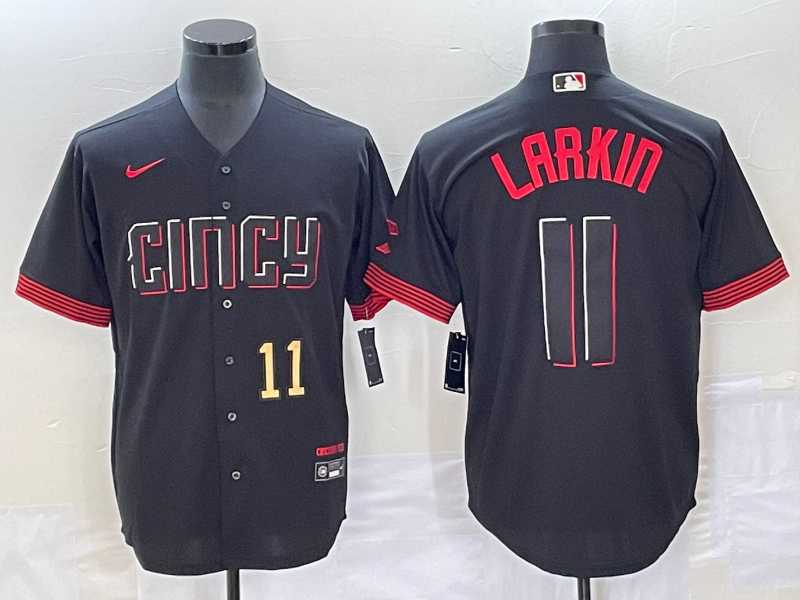 Men's Cincinnati Reds #11 Barry Larkin Number Black 2023 City Connect Cool Base Stitched MLB Jersey,We sell and wholesale Men's Cincinnati Reds #11 Barry Larkin Number Black 2023 City Connect Cool Base Stitched MLB Jersey on line form chian!