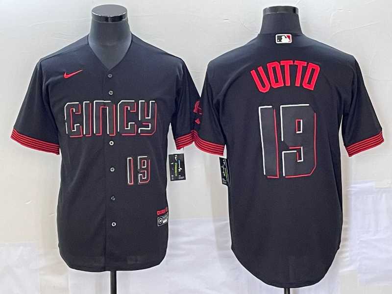 Men's Cincinnati Reds #19 Joey Votto Number Black 2023 City Connect Cool Base Stitched MLB Jersey,We sell and wholesale Men's Cincinnati Reds #19 Joey Votto Number Black 2023 City Connect Cool Base Stitched MLB Jersey on line form chian!