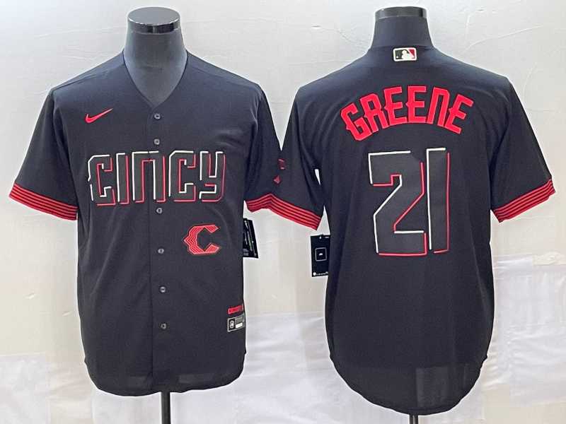 Men's Cincinnati Reds #21 Hunter Greene Black 2023 City Connect Cool Base Stitched Jersey,We sell and wholesale Men's Cincinnati Reds #21 Hunter Greene Black 2023 City Connect Cool Base Stitched Jersey on line form chian!