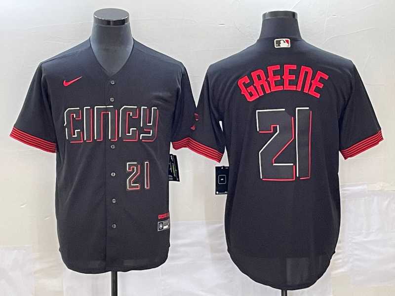 Men's Cincinnati Reds #21 Hunter Greene Number Black 2023 City Connect Cool Base Stitched MLB Jersey,We sell and wholesale Men's Cincinnati Reds #21 Hunter Greene Number Black 2023 City Connect Cool Base Stitched MLB Jersey on line form chian!
