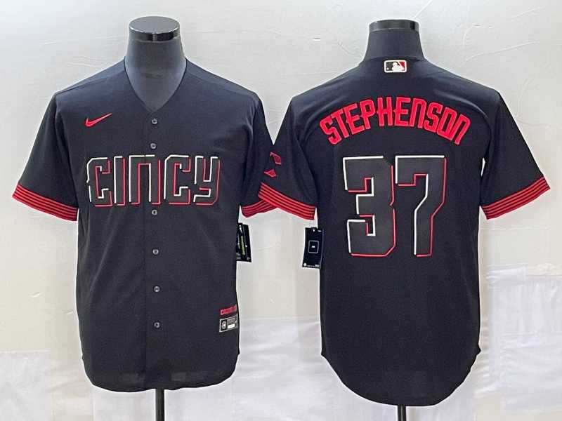 Men's Cincinnati Reds #37 Tyler Stephenson Black 2023 City Connect Cool Base Stitched Jersey,We sell and wholesale Men's Cincinnati Reds #37 Tyler Stephenson Black 2023 City Connect Cool Base Stitched Jersey on line form chian!