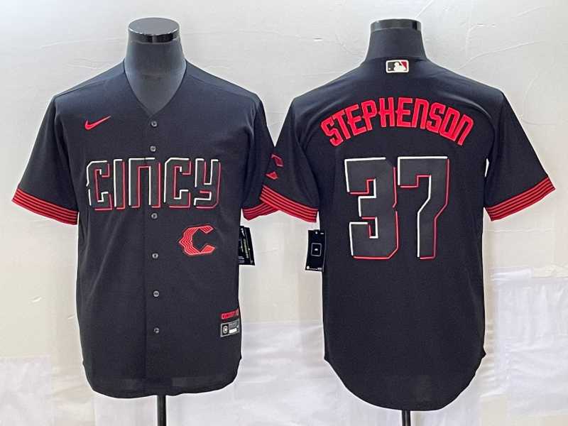 Men's Cincinnati Reds #37 Tyler Stephenson Black 2023 City Connect Cool Base Stitched Jerseys,We sell and wholesale Men's Cincinnati Reds #37 Tyler Stephenson Black 2023 City Connect Cool Base Stitched Jerseys on line form chian!