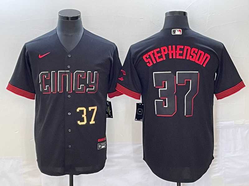 Men's Cincinnati Reds #37 Tyler Stephenson Number Black 2023 City Connect Cool Base Stitched Jersey,We sell and wholesale Men's Cincinnati Reds #37 Tyler Stephenson Number Black 2023 City Connect Cool Base Stitched Jersey on line form chian!